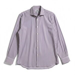 Boggi Milano Slim Fit Striped Dress Shirt Purple Navy Medium Cotton